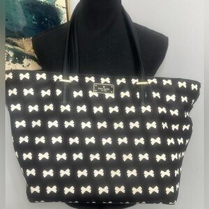 ⚡SALE⚡Kate Spade Large Purse Black w/ White Bows